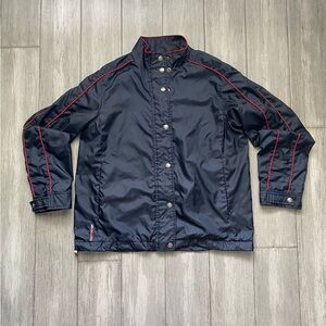Lauren Ralph Lauren Womens Navy with Red Lines Buttons Lightweight Windbreaker